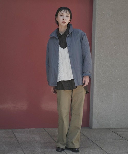 studio CLIP（スタディオクリップ）の「【daily CLIP】コットンブレンドルーズベスト（ベスト・レディース・ホワイト/チャコール・FREE）」の3枚目の写真