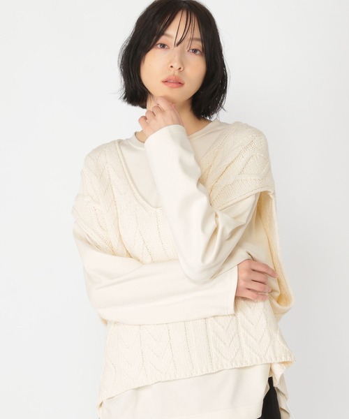 studio CLIP（スタディオクリップ）の「【daily CLIP】コットンブレンドルーズベスト（ベスト・レディース・ホワイト/チャコール・FREE）」の5枚目の写真