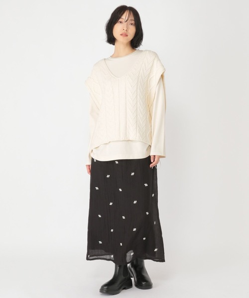 studio CLIP（スタディオクリップ）の「【daily CLIP】コットンブレンドルーズベスト（ベスト・レディース・ホワイト/チャコール・FREE）」の6枚目の写真