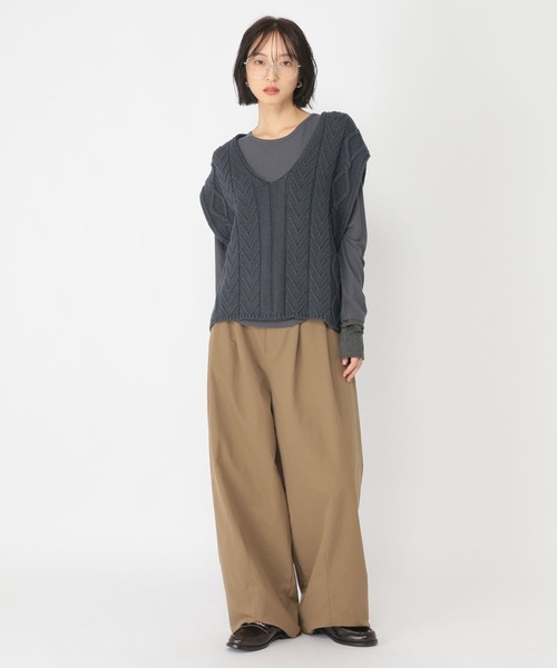 studio CLIP（スタディオクリップ）の「【daily CLIP】コットンブレンドルーズベスト（ベスト・レディース・ホワイト/チャコール・FREE）」の11枚目の写真
