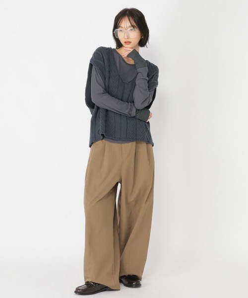 studio CLIP（スタディオクリップ）の「【daily CLIP】コットンブレンドルーズベスト（ベスト・レディース・ホワイト/チャコール・FREE）」の12枚目の写真