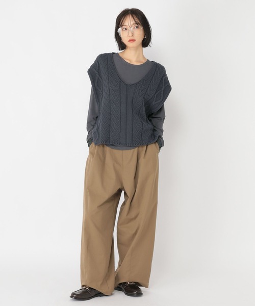 studio CLIP（スタディオクリップ）の「【daily CLIP】コットンブレンドルーズベスト（ベスト・レディース・ホワイト/チャコール・FREE）」の13枚目の写真