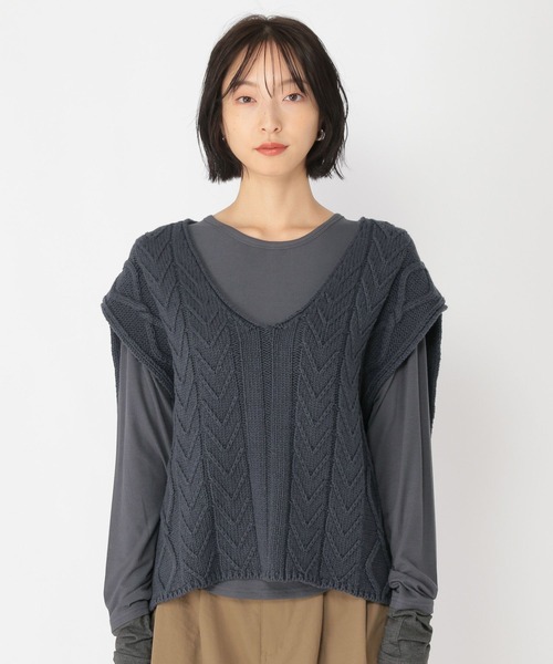 studio CLIP（スタディオクリップ）の「【daily CLIP】コットンブレンドルーズベスト（ベスト・レディース・ホワイト/チャコール・FREE）」の14枚目の写真