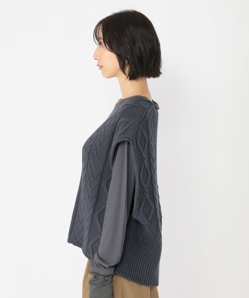 studio CLIP（スタディオクリップ）の「【daily CLIP】コットンブレンドルーズベスト（ベスト・レディース・ホワイト/チャコール・FREE）」の15枚目の写真