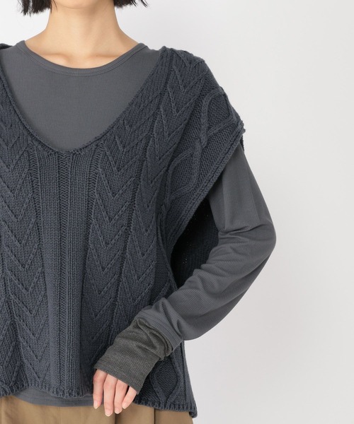 studio CLIP（スタディオクリップ）の「【daily CLIP】コットンブレンドルーズベスト（ベスト・レディース・ホワイト/チャコール・FREE）」の18枚目の写真