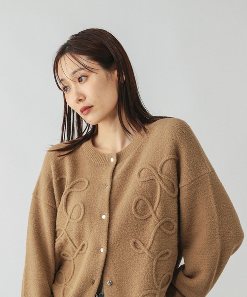 GLOBAL WORK（グローバルワーク）の「フワフワHugmeクルーカーディガン/581164（カーディガン/ボレロ・レディース・グレー/ダークグレー/キャメル・MEDIUM/LARGE）」の3枚目の写真