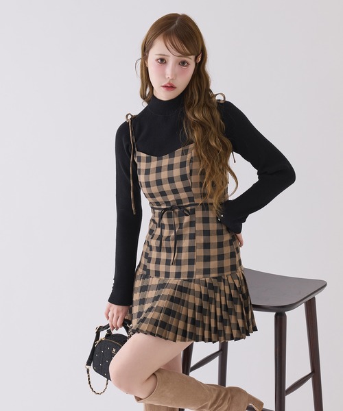 リボンプリーツミニキャミワンピース（ワンピース）｜one after