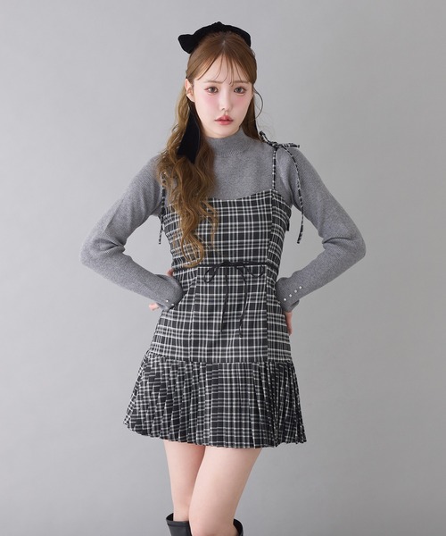 セール】リボンプリーツミニキャミワンピース（ワンピース）｜one