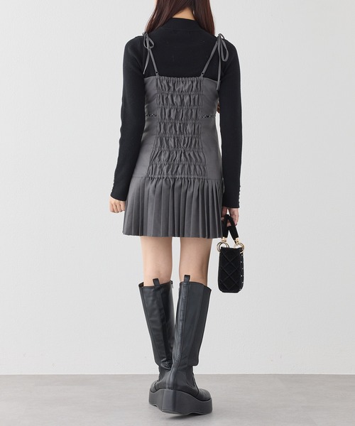 one after another NICE CLAUP（ワンアフターアナザーナイスクラップ）の「リボンプリーツミニキャミワンピース（ワンピース・レディース・ベージュ系その他/チャコールグレー/ブラック系その他・FREE）」の22枚目の写真