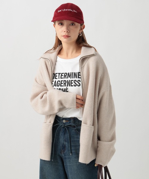 BAYFLOW（ベイフロー）の「[軽アウター感覚で羽織れる]アゼニットジップカーディガン（ニット/セーター・レディース・グレー/アイボリー/ブラック・FREE）」の3枚目の写真