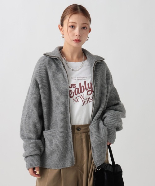 セール】[軽アウター感覚で羽織れる]アゼニットジップカーディガン