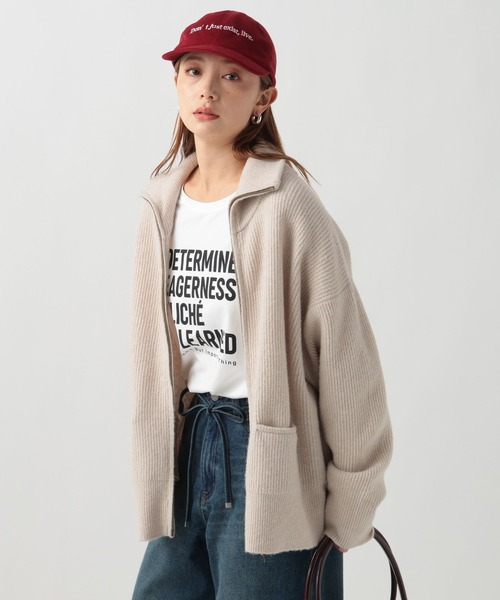 BAYFLOW（ベイフロー）の「[軽アウター感覚で羽織れる]アゼニットジップカーディガン（ニット/セーター・レディース・グレー/アイボリー/ブラック・FREE）」の9枚目の写真