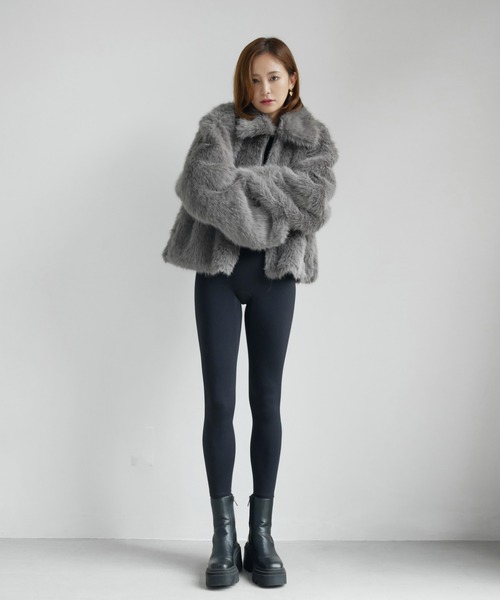 My shawty(マイシャウティー)の「fur short blouson(ブルゾン・レディース・ベージュ/グレー・FREE)」の10枚目の写真
