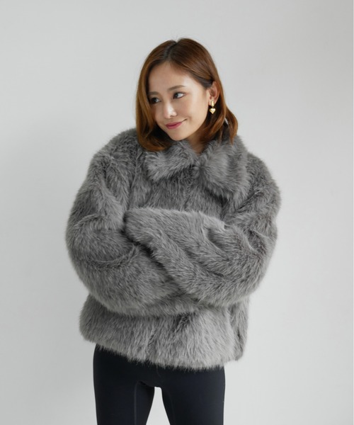 My shawty(マイシャウティー)の「fur short blouson(ブルゾン・レディース・ベージュ/グレー・FREE)」の14枚目の写真