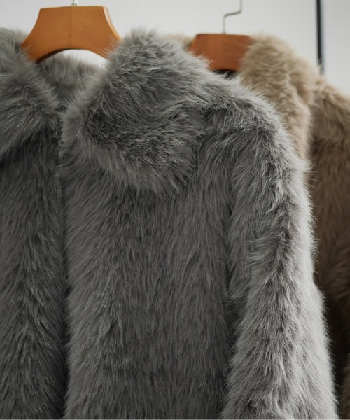 My shawty(マイシャウティー)の「fur short blouson(ブルゾン・レディース・ベージュ/グレー・FREE)」の16枚目の写真