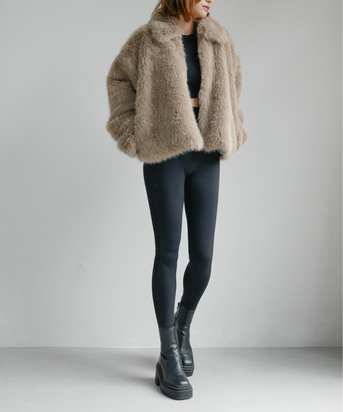 My shawty(マイシャウティー)の「fur short blouson(ブルゾン・レディース・ベージュ/グレー・FREE)」の9枚目の写真