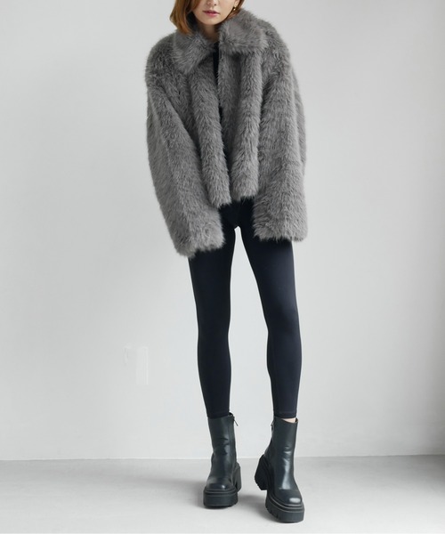 My shawty(マイシャウティー)の「fur short blouson(ブルゾン・レディース・ベージュ/グレー・FREE)」の22枚目の写真