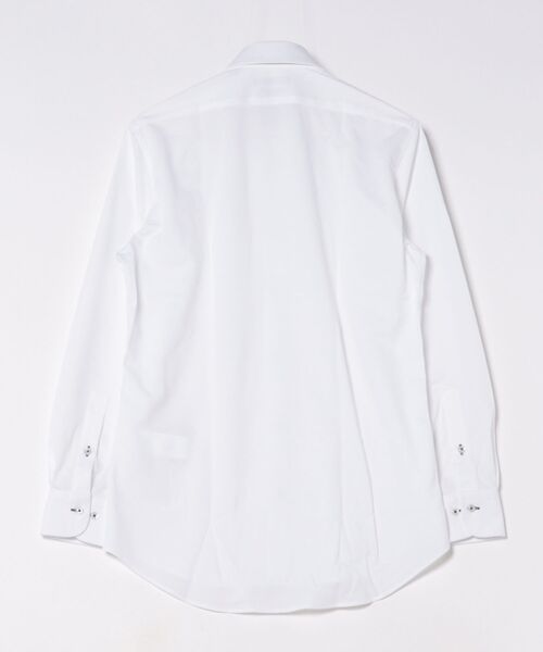 m.f.editorial（エムエフエディトリアル）の「【ノンアイロン 吸水速乾】m.f.エディトリアル メンズ ワイドカラー ビジネスドレス長袖ニットシャツ（シャツ/ブラウス・メンズ・ホワイト・首回り39cm-裄丈84cm/首回り39cm-裄丈80cm/首回り41cm-裄丈82cm/首回り41cm-裄丈86cm/首回り43cm-裄丈82cm/首回り43cm-裄丈86cm）」の2枚目の写真