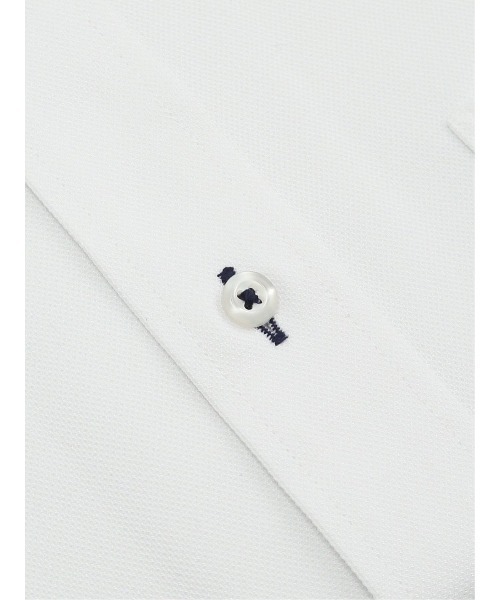 m.f.editorial（エムエフエディトリアル）の「【ノンアイロン 吸水速乾】m.f.エディトリアル メンズ ワイドカラー ビジネスドレス長袖ニットシャツ（シャツ/ブラウス・メンズ・ホワイト・首回り39cm-裄丈84cm/首回り39cm-裄丈80cm/首回り41cm-裄丈82cm/首回り41cm-裄丈86cm/首回り43cm-裄丈82cm/首回り43cm-裄丈86cm）」の4枚目の写真