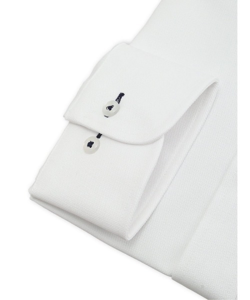 m.f.editorial（エムエフエディトリアル）の「【ノンアイロン 吸水速乾】m.f.エディトリアル メンズ ワイドカラー ビジネスドレス長袖ニットシャツ（シャツ/ブラウス・メンズ・ホワイト・首回り39cm-裄丈84cm/首回り39cm-裄丈80cm/首回り41cm-裄丈82cm/首回り41cm-裄丈86cm/首回り43cm-裄丈82cm/首回り43cm-裄丈86cm）」の5枚目の写真