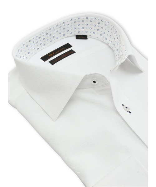 m.f.editorial（エムエフエディトリアル）の「【ノンアイロン 吸水速乾】m.f.エディトリアル メンズ ワイドカラー ビジネスドレス長袖ニットシャツ（シャツ/ブラウス・メンズ・ホワイト・首回り39cm-裄丈84cm/首回り39cm-裄丈80cm/首回り41cm-裄丈82cm/首回り41cm-裄丈86cm/首回り43cm-裄丈82cm/首回り43cm-裄丈86cm）」の6枚目の写真