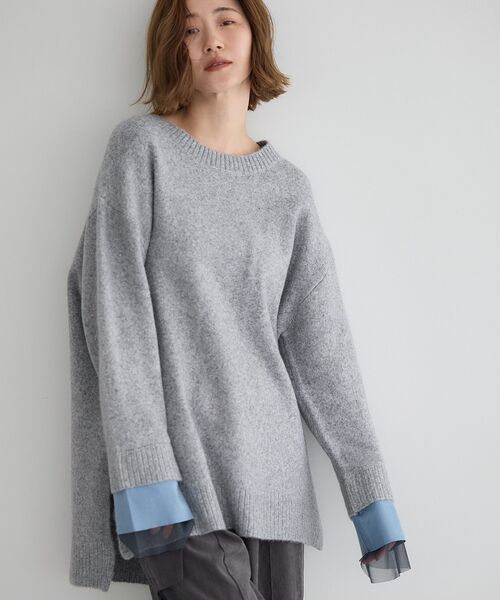 Editt by YECCA VECCA（エディットバイイェッカヴェッカ）の「袖レイヤードソフトニット（ニット/セーター・レディース・杢グレー/チャコールグレー/その他6・FREE）」の7枚目の写真