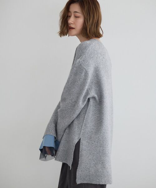 Editt by YECCA VECCA（エディットバイイェッカヴェッカ）の「袖レイヤードソフトニット（ニット/セーター・レディース・杢グレー/チャコールグレー/その他6・FREE）」の8枚目の写真