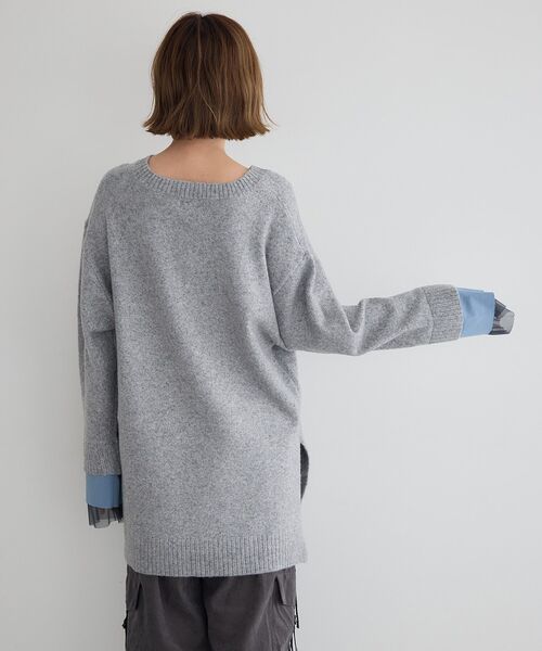Editt by YECCA VECCA（エディットバイイェッカヴェッカ）の「袖レイヤードソフトニット（ニット/セーター・レディース・杢グレー/チャコールグレー/その他6・FREE）」の11枚目の写真