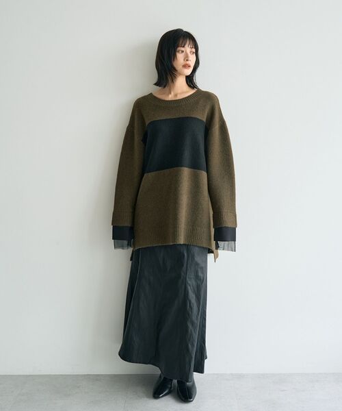 Editt by YECCA VECCA（エディットバイイェッカヴェッカ）の「袖レイヤードソフトニット（ニット/セーター・レディース・杢グレー/チャコールグレー/その他6・FREE）」の19枚目の写真