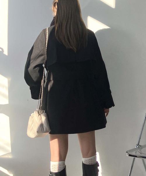 AS KNOW AS plus（アズノゥアズプラス）の「♪取り外し可能 エコファー衿 ベルト付きミドルコート（チェスターコート・レディース・アイボリー/ブラック/ベージュ/杢グレー・FREE）」の9枚目の写真