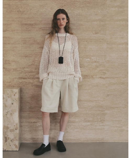anuke(アンヌーク)の「Tuck Half Pants(その他パンツ・レディース・ネイビー/アイボリー・36inch/38inch)」の7枚目の写真