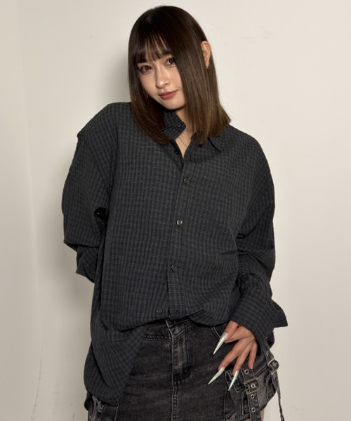 A'gem（エージェム）の「A'GEM/9 × .kom 『A'gem/エージェム』Y2K MINI CHECK SHIRT/ミニチェックシャツ（シャツ/ブラウス・レディース・ブラウン・FREE）」の9枚目の写真