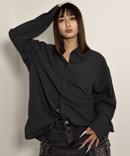 A'gem（エージェム）の「A'GEM/9 × .kom 『A'gem/エージェム』Y2K MINI CHECK SHIRT/ミニチェックシャツ（シャツ/ブラウス・レディース・ブラウン・FREE）」の8枚目の写真