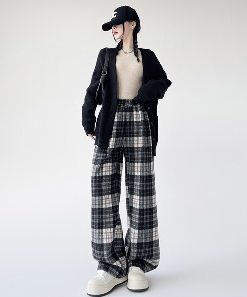 Ressaca（レサーカ）の「ルーズストレートチェック柄イージーパンツ（その他パンツ・レディース・ブラック/ブラウン/ブルー・M/L）」の10枚目の写真