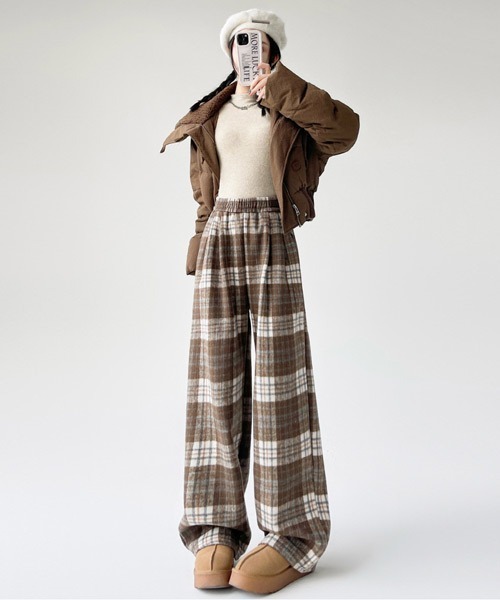 Ressaca（レサーカ）の「ルーズストレートチェック柄イージーパンツ（その他パンツ・レディース・ブラック/ブラウン/ブルー・M/L）」の11枚目の写真