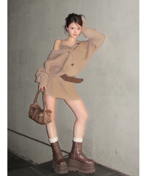 ローウエストデザインニットワンピース（ワンピース）｜Darich