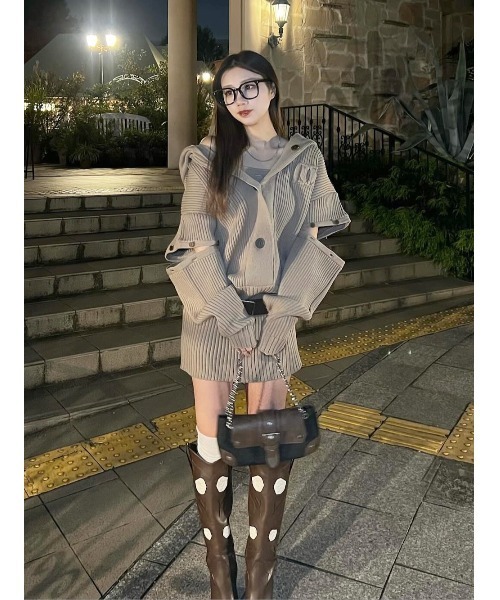 ローウエストデザインニットワンピース（ワンピース）｜Darich