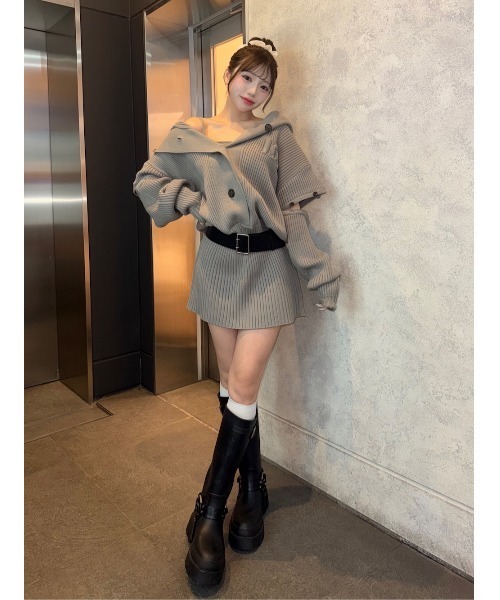 ローウエストデザインニットワンピース（ワンピース）｜Darich