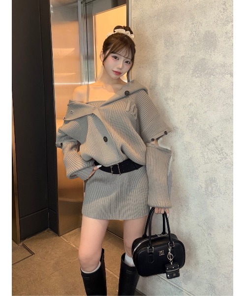 新品♡ ダーリッチ ローウエストデザインニットワンピース lVO FL ロー