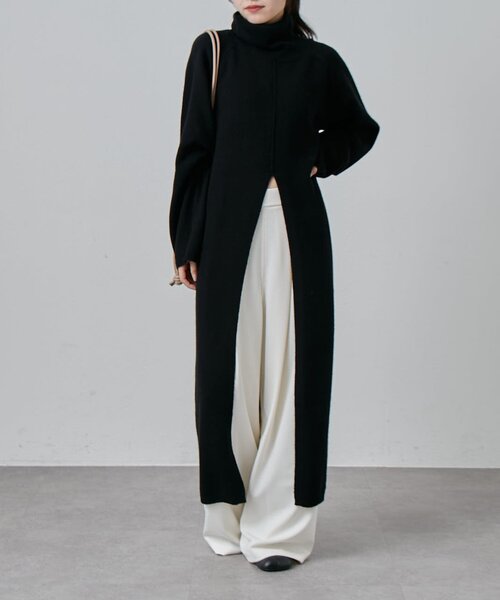 Lui's（ルイス）の「タートルネック前スリットロングワンピース（ワンピース・レディース・グレー/ベージュ/ブラック・FREE）」の4枚目の写真