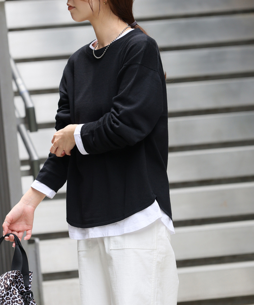 JOURNAL STANDARD relume（ジャーナルスタンダード　レリューム）の「《追加3》［2枚セット］3WAYレイヤードニットプルオーバー（ニット/セーター・レディース・ブラウン/グレー/ブラック/ピンク・FREE）」の9枚目の写真