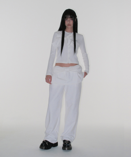 CRANK（クランク）の「リボンタイドニットカーディガン_ホワイト（カーディガン/ボレロ・レディース・その他・FREE）」の3枚目の写真