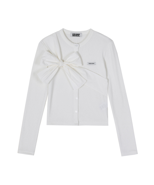 リボンタイドニットカーディガン_ホワイト（カーディガン/ボレロ