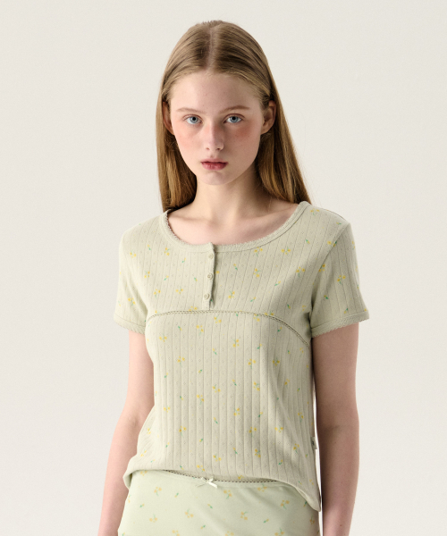 TTUDEMENT(トュードメント)の「BLOOMING FLOWER TEE MINT(Tシャツ/カットソー・レディース・その他・SMALL/MEDIUM)」の1枚目の写真