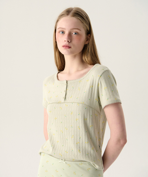 TTUDEMENT(トュードメント)の「BLOOMING FLOWER TEE MINT(Tシャツ/カットソー・レディース・その他・SMALL/MEDIUM)」の2枚目の写真