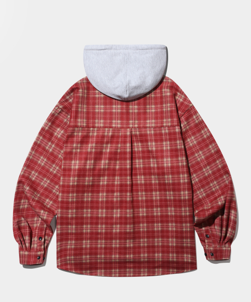 DIMITRI BLACK(ディミトリブラック)の「VLAD バイアスチェックフードシャツ_レッド(シャツ/ブラウス・レディース・その他・MEDIUM/LARGE/X-LARGE)」の3枚目の写真