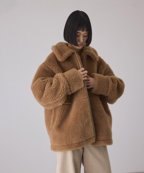 ADAM ET ROPE'（アダムエロペ）の「スウィッチングボアブルゾン（ブルゾン・レディース・イエロー系その他3/グリーン系その他3・FREE）」の8枚目の写真