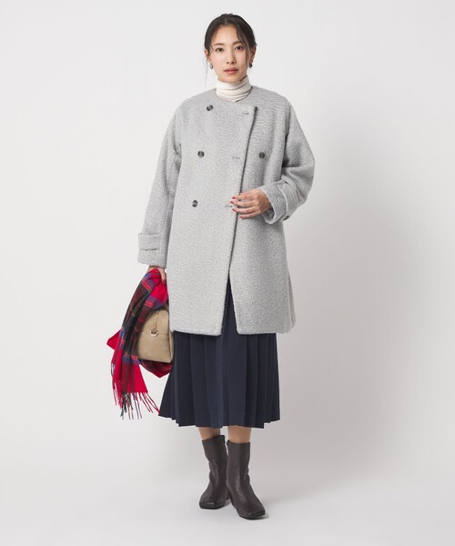 A DAY IN THE LIFE UNITED ARROWS(アデイインザライフユナイテッドアローズ)の「カールメルトン ノーカラー トレンチコート <A DAY IN THE LIFE>(トレンチコート・レディース・ダークグレー/モカ/ライトグレー・FREE)」の2枚目の写真