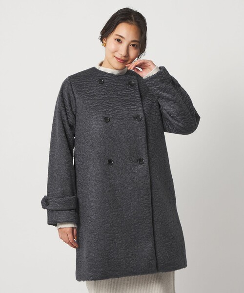 A DAY IN THE LIFE UNITED ARROWS(アデイインザライフユナイテッドアローズ)の「カールメルトン ノーカラー トレンチコート <A DAY IN THE LIFE>(トレンチコート・レディース・ダークグレー/モカ/ライトグレー・FREE)」の1枚目の写真