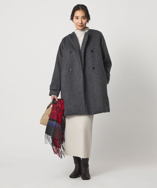A DAY IN THE LIFE UNITED ARROWS(アデイインザライフユナイテッドアローズ)の「カールメルトン ノーカラー トレンチコート <A DAY IN THE LIFE>(トレンチコート・レディース・ダークグレー/モカ/ライトグレー・FREE)」の5枚目の写真